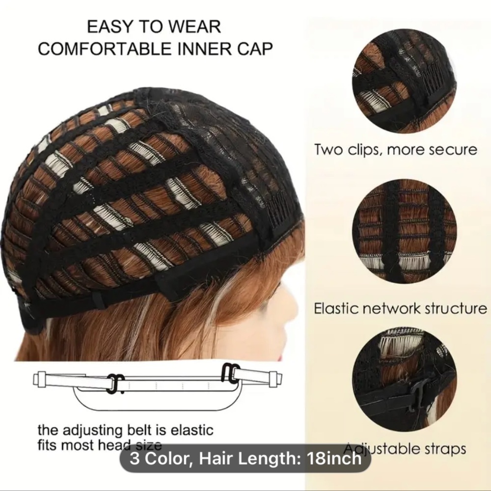 Long Straight Synthetic Wig - Heat-Resistant Gray/White/Black/Brown. - Picture 4 of 4
